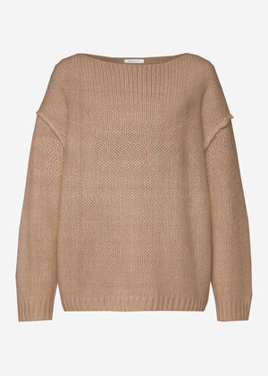 Oversize-Pullover mit Rundhalsausschnitt - taupe