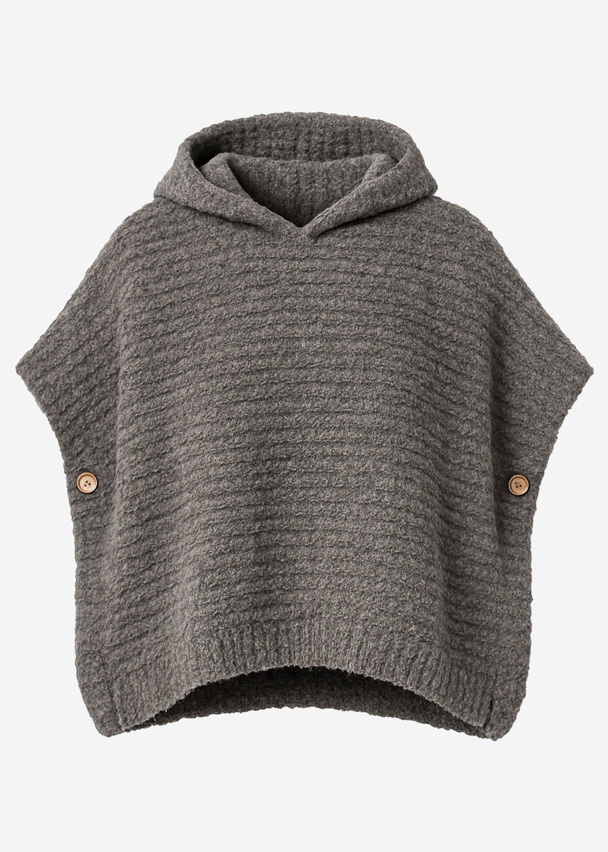 Bouclé Pullunder mit Kapuze - taupe