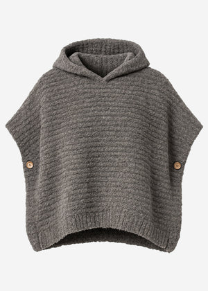 Bouclé Pullunder mit Kapuze - taupe