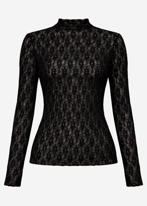 Langarm Spitzenshirt - schwarz