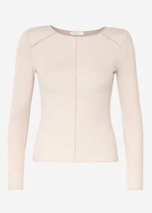Langarmshirt mit Ziernähten - beige