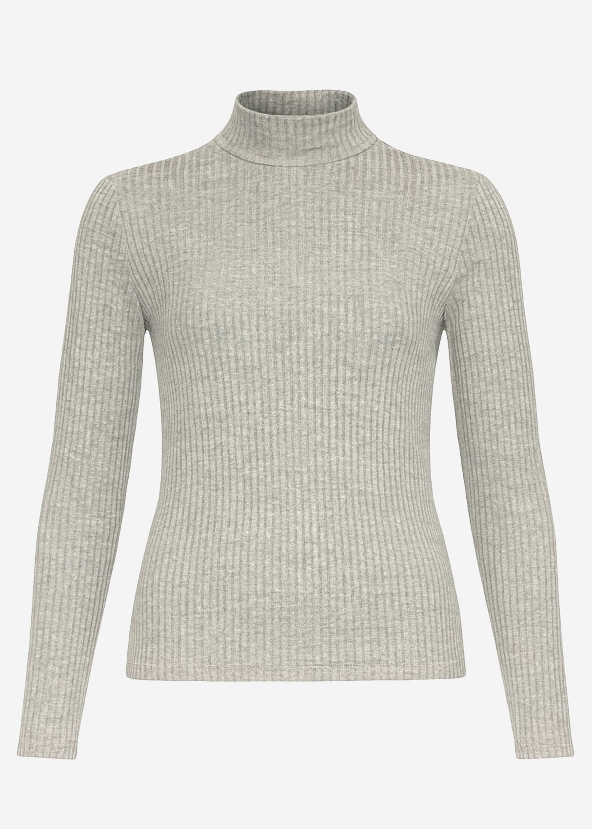 Ribbed long-sleeved shirt with stand-up collar - gray