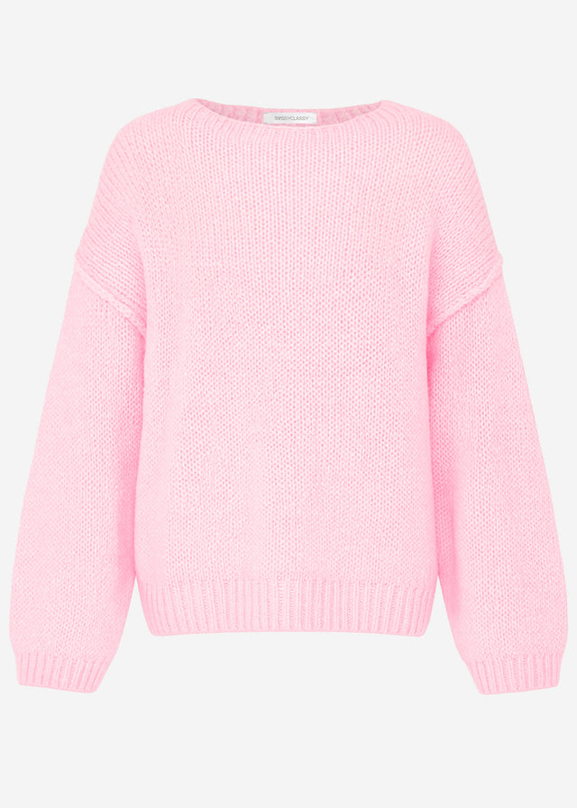 Oversize-Pullover mit Rundhalsausschnitt - rosa