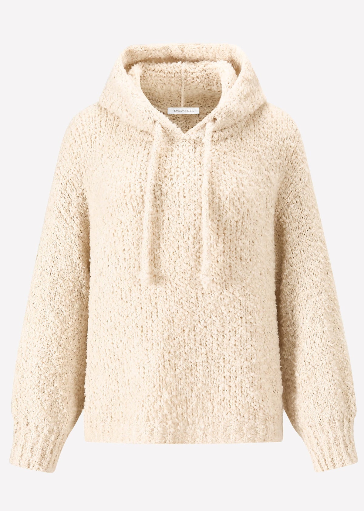 Strickpullover mit Hoodie - offwhite