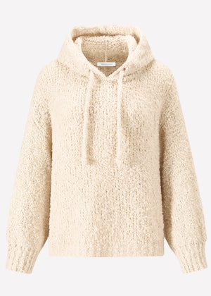 Strickpullover mit Hoodie - offwhite