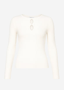 Rippstrickoberteil mit Cut-Outs - creme