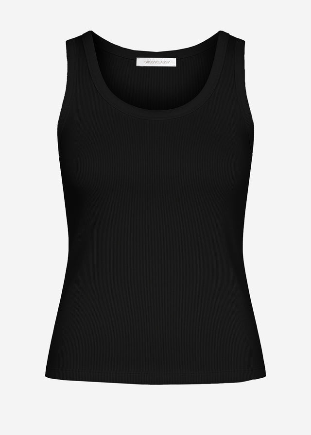 Tank top with neckline - black