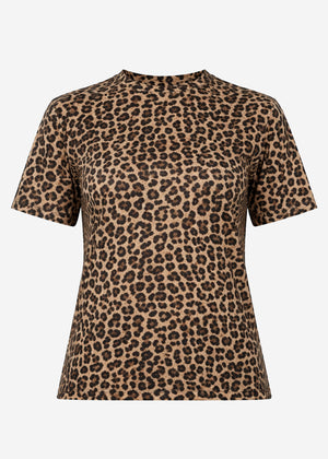 T-shirt with leopard print - brown