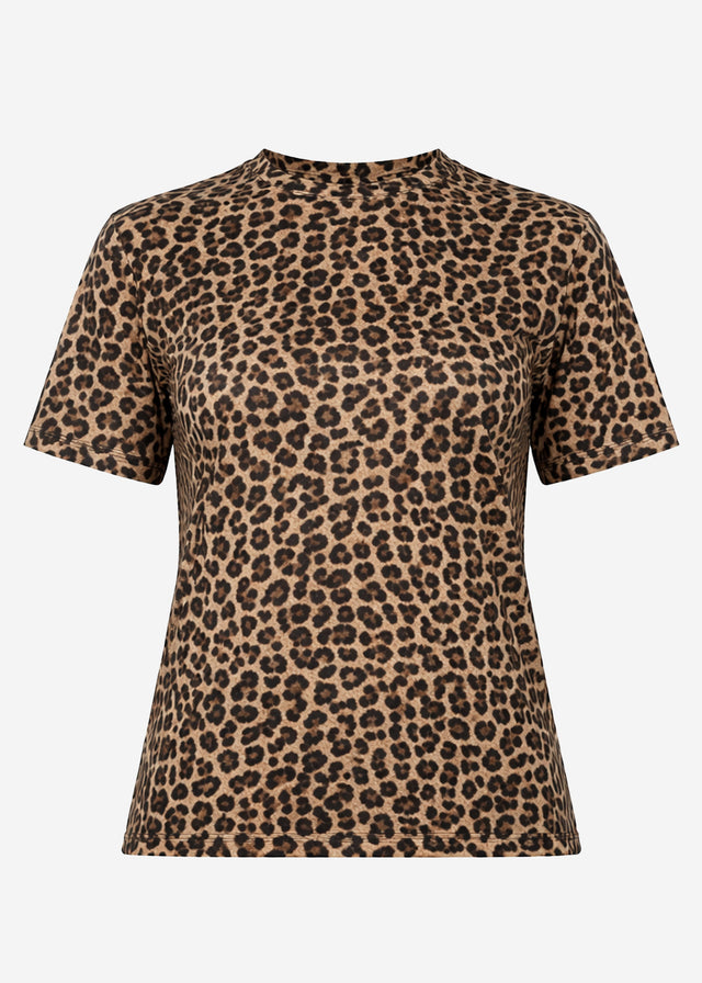 T-Shirt mit Leo-Print - braun