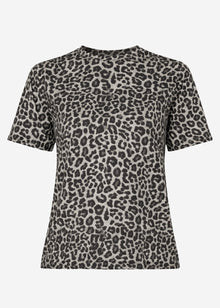 T-Shirt mit Leo-Print - grau