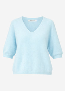Strickoberteil mit V-Ausschnitt - hellblau