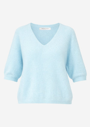 Strickoberteil mit V-Ausschnitt - hellblau