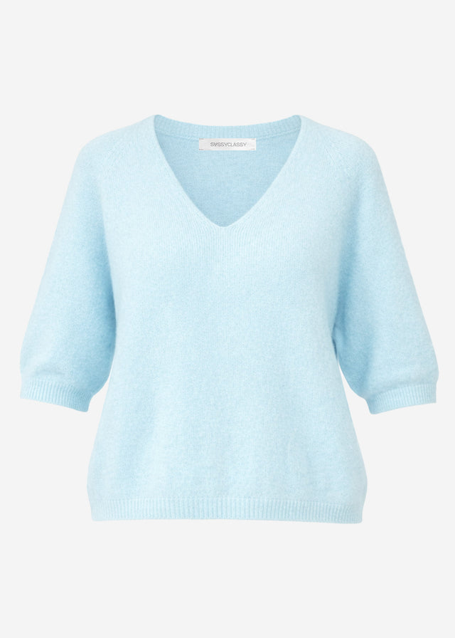 Strickoberteil mit V-Ausschnitt - hellblau
