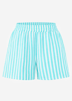 Gestreifte Musselin Shorts - mint