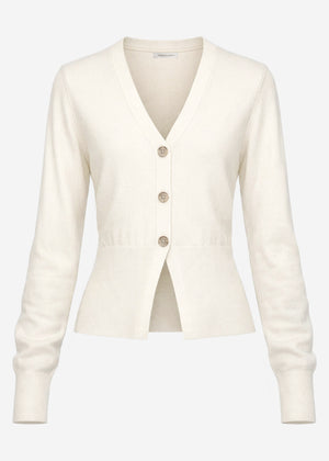 Fitted cardigan with button placket - off-white