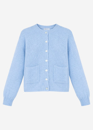 Strickjacke aus Alpaka-Mix - eisblau