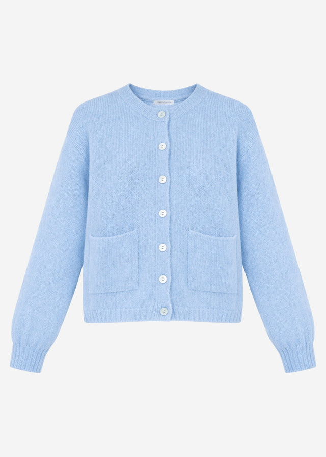 Strickjacke aus Alpaka-Mix - eisblau