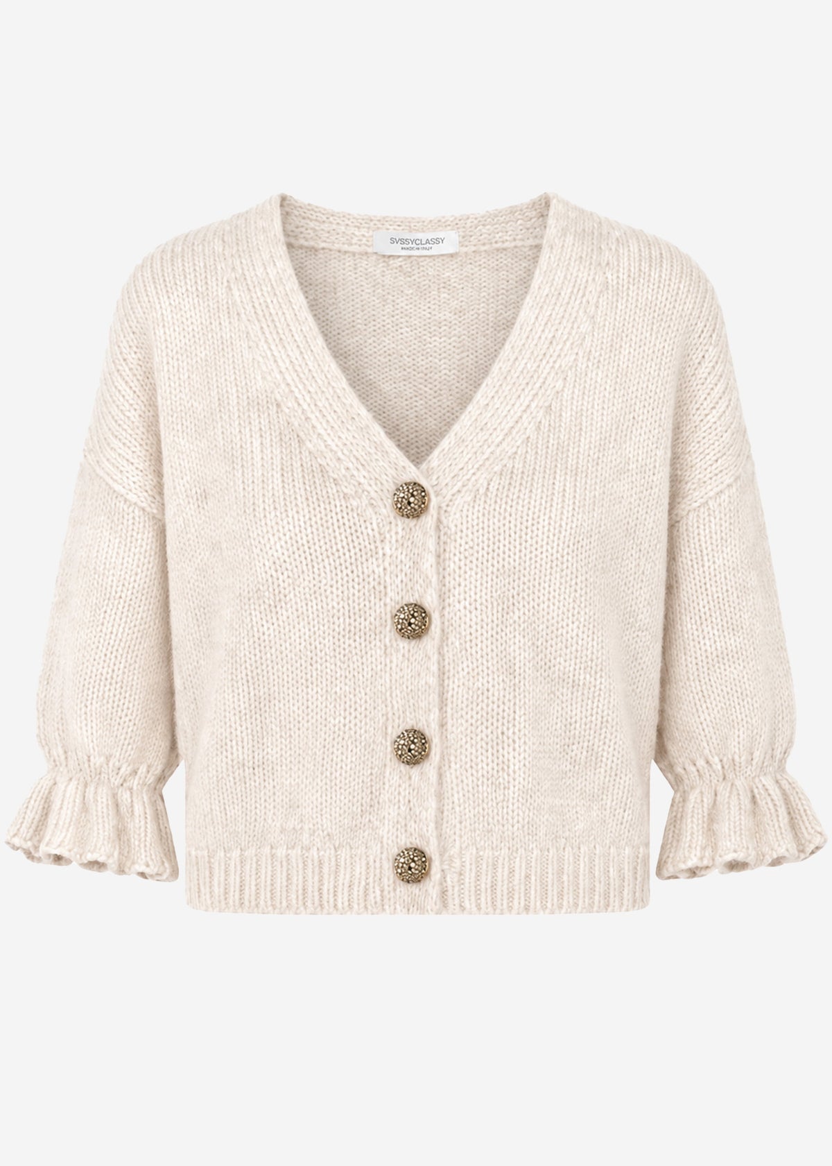 Cardigan with 3/4 sleeves - light beige