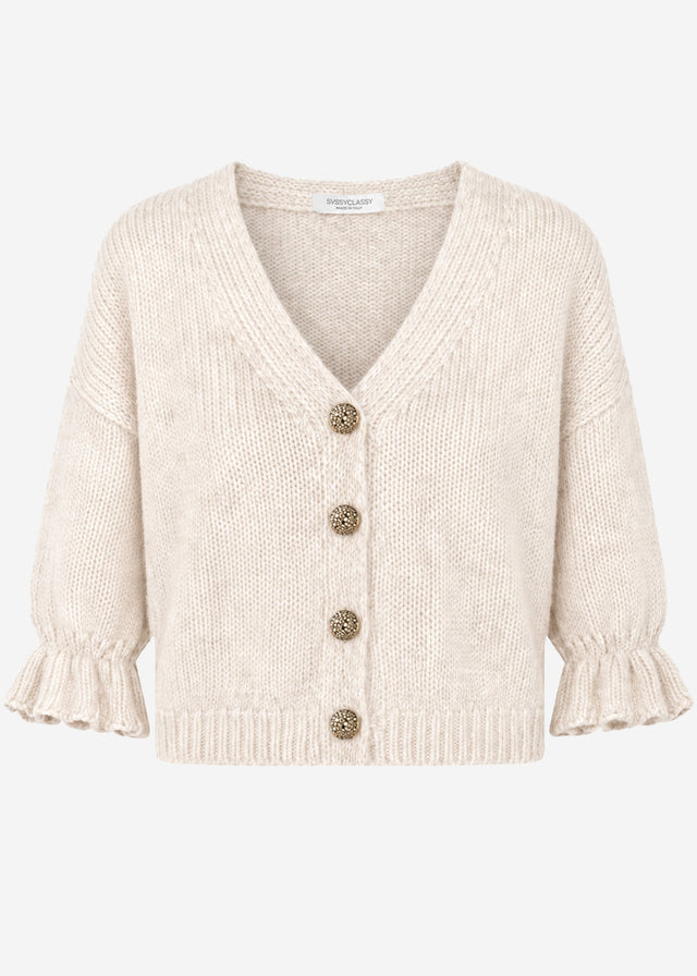 Cardigan with three-quarter sleeves - light beige