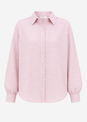 Oversize Bluse mit Karomuster - rosa