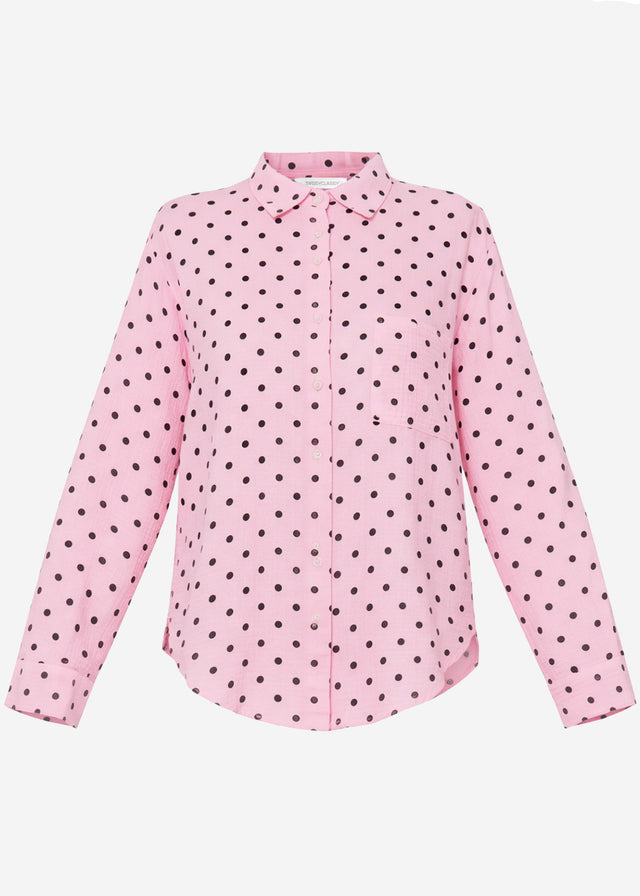 Musselin Hemdbluse mit Punkten - rosa