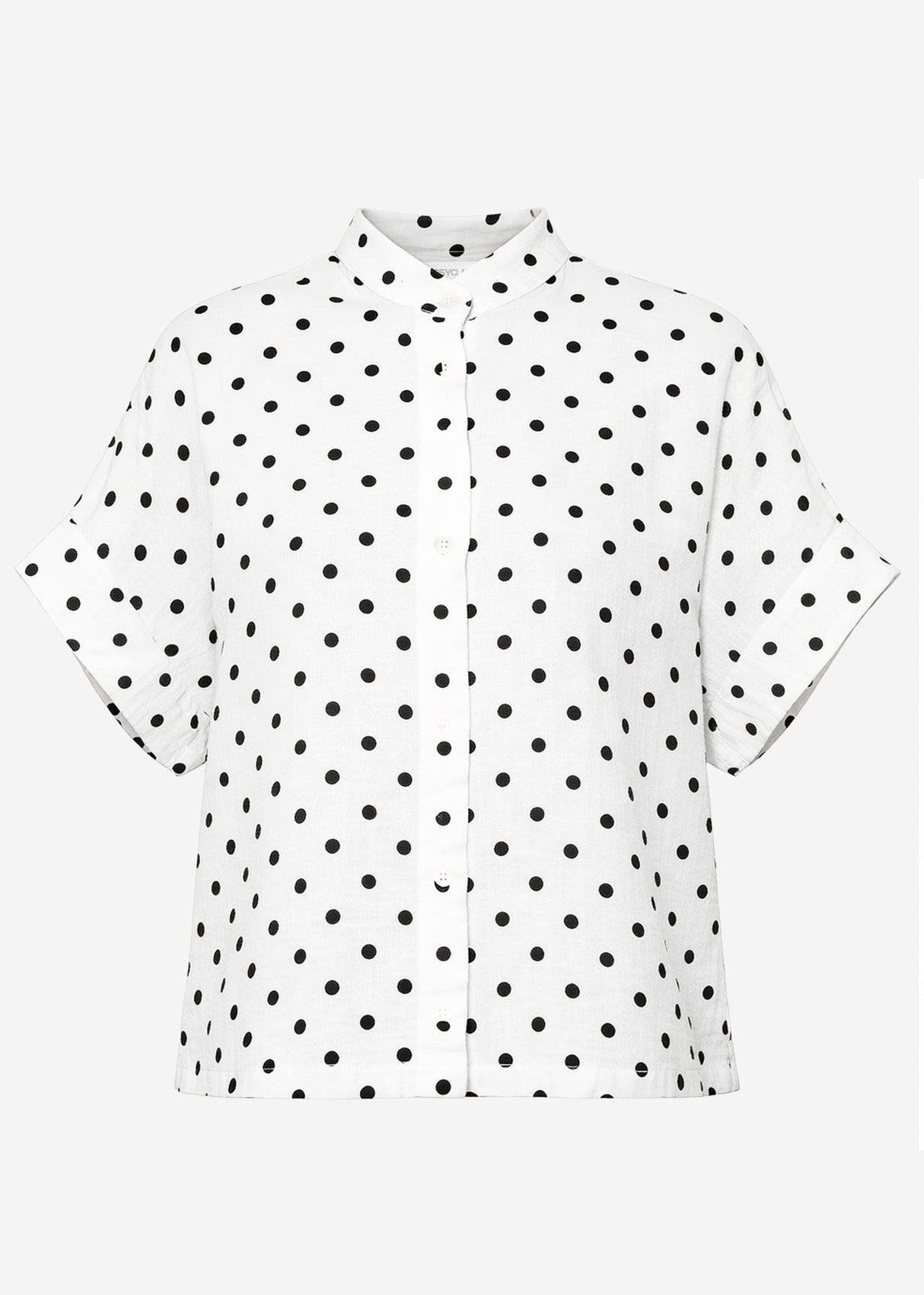 Kurzarm Musselin Bluse mit Punkten - weiß