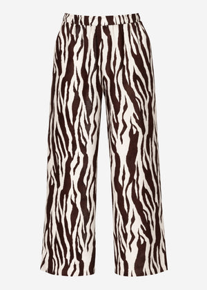Hose in Viskose mit Zebra-Print - braun