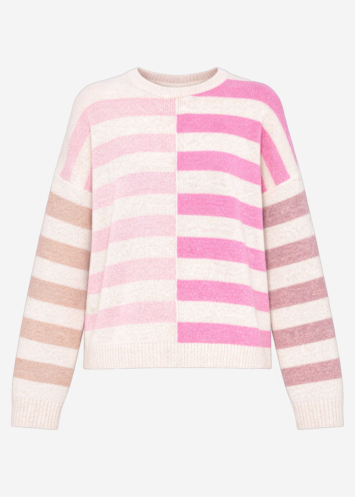 Fine knit sweater with striped pattern - pink