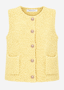 Bouclé-Weste mit Taschen - buttergelb