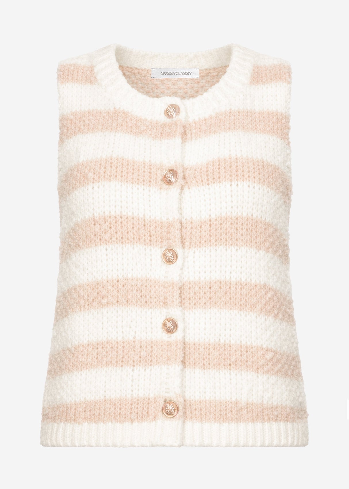 Bouclé-Weste mit Blockstreifen - beige-offwhite