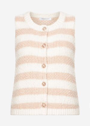 Bouclé-Weste mit Blockstreifen - beige-offwhite