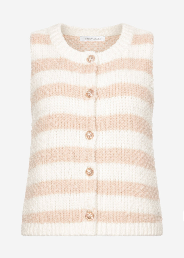 Bouclé waistcoat with block stripes - beige-off-white