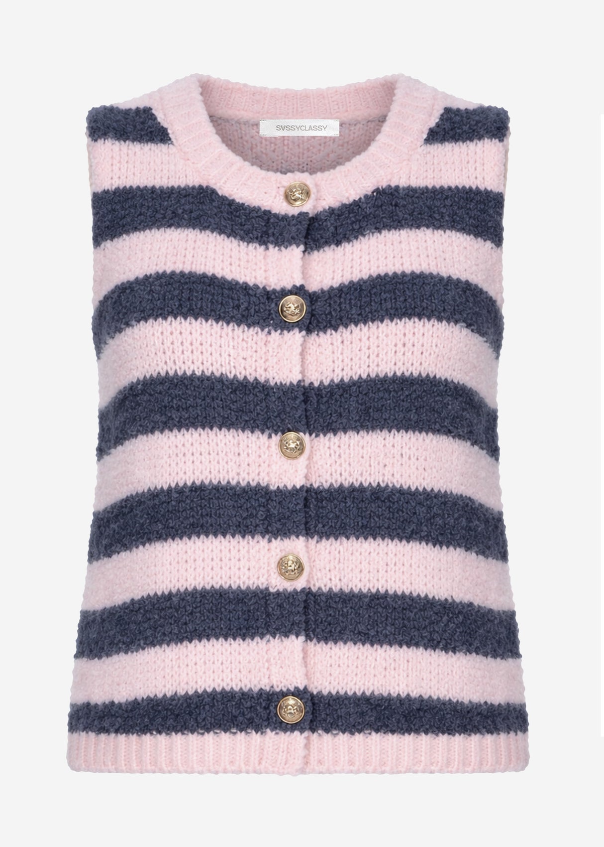 Bouclé Block Stripe Vest - Pink-Grey