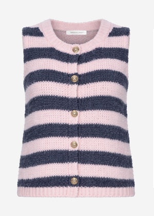 Bouclé Block Stripe Vest - Pink-Grey