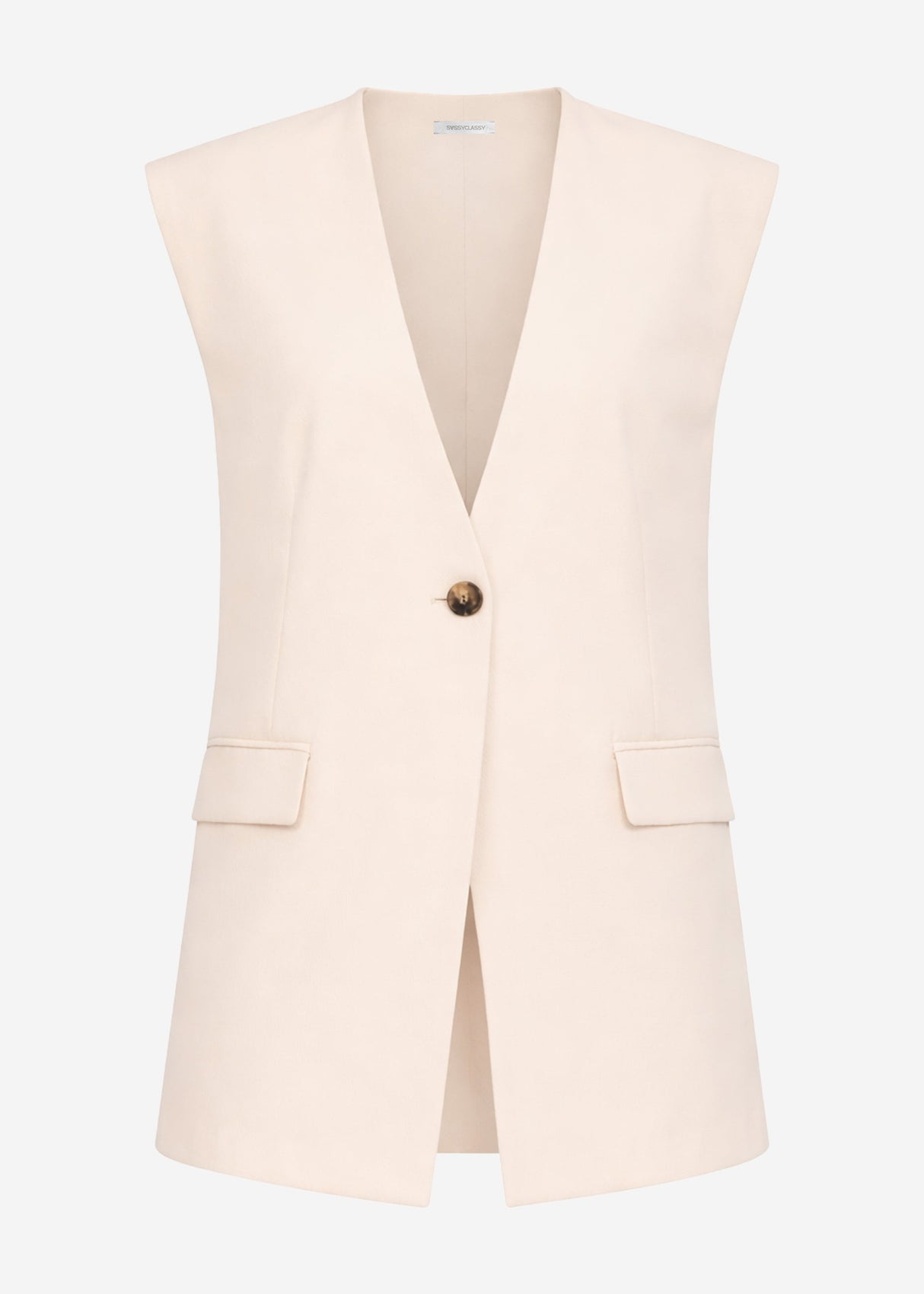 Oversize Blazerweste mit V-Ausschnitt - beige