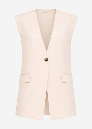 Oversize Blazerweste mit V-Ausschnitt - beige