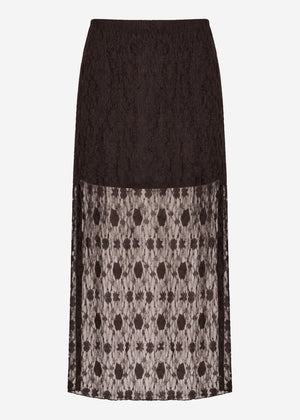 Long lace skirt - brown
