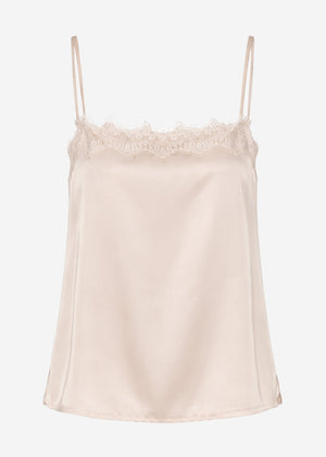 Satin top with lace - beige