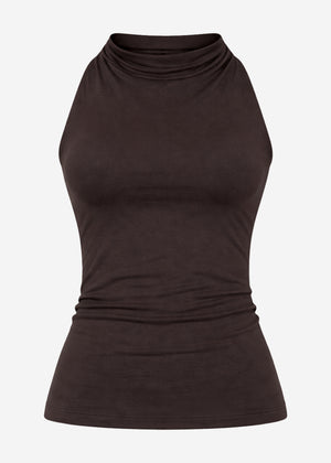 Top with turtleneck - dark brown