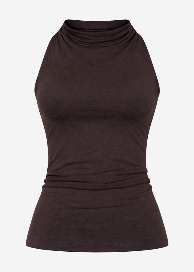 Top with roll neck - dark brown