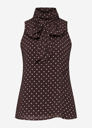 Chiffon Polka Dot Top - brown