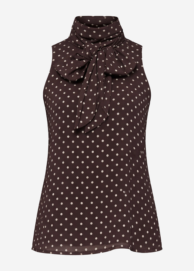 Chiffon Top mit Punkten - braun