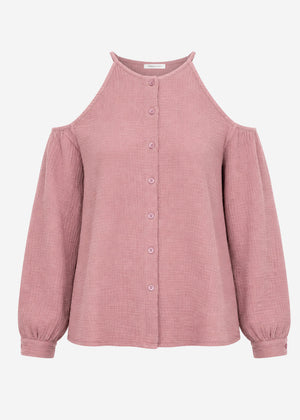 Musselin Bluse mit Cut-Outs - altrosa