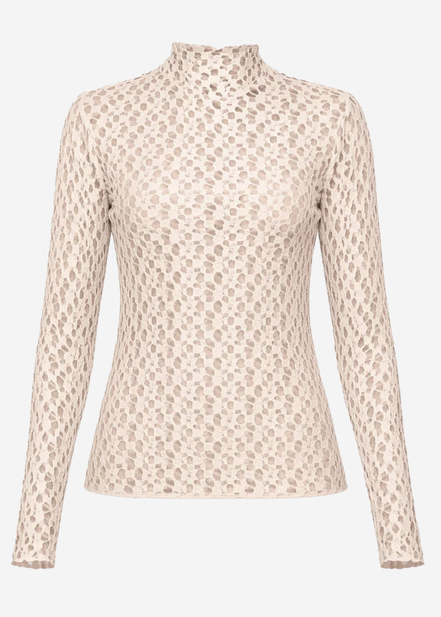Lace long-sleeved top - beige
