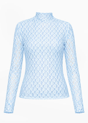 Langarmshirt aus Spitze - eisblau