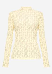 Langarm Spitzenshirt - buttergelb