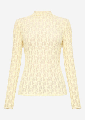 Langarm Spitzenshirt - buttergelb