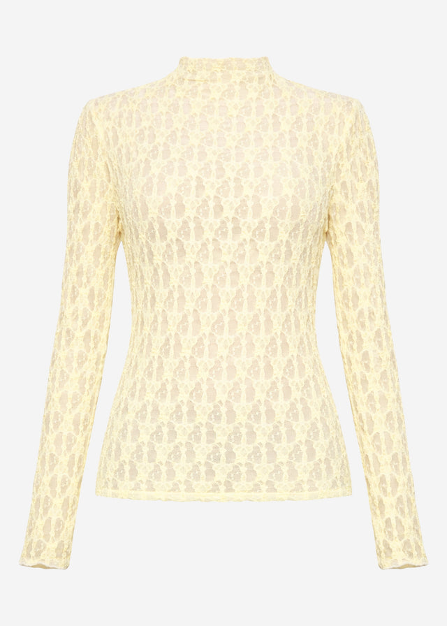 Langarm Spitzenshirt - buttergelb