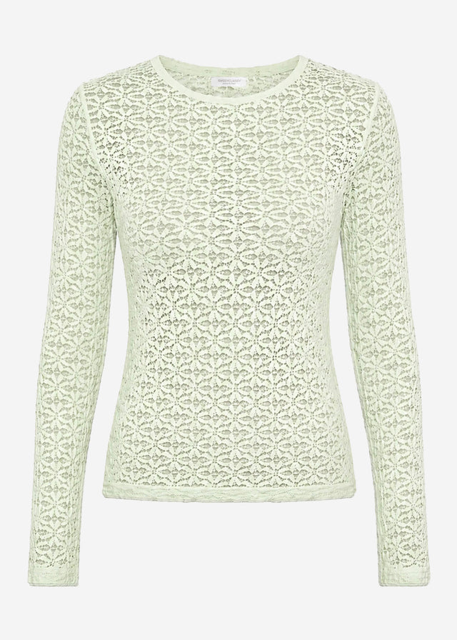 Floral lace long-sleeved top - sage green