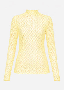 Langarmshirt aus Spitze - gelb